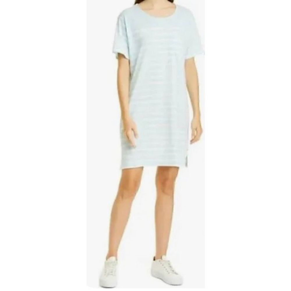 La Ligne Edie Pale Blue & White Cotton Knit Dress NWT Size Large